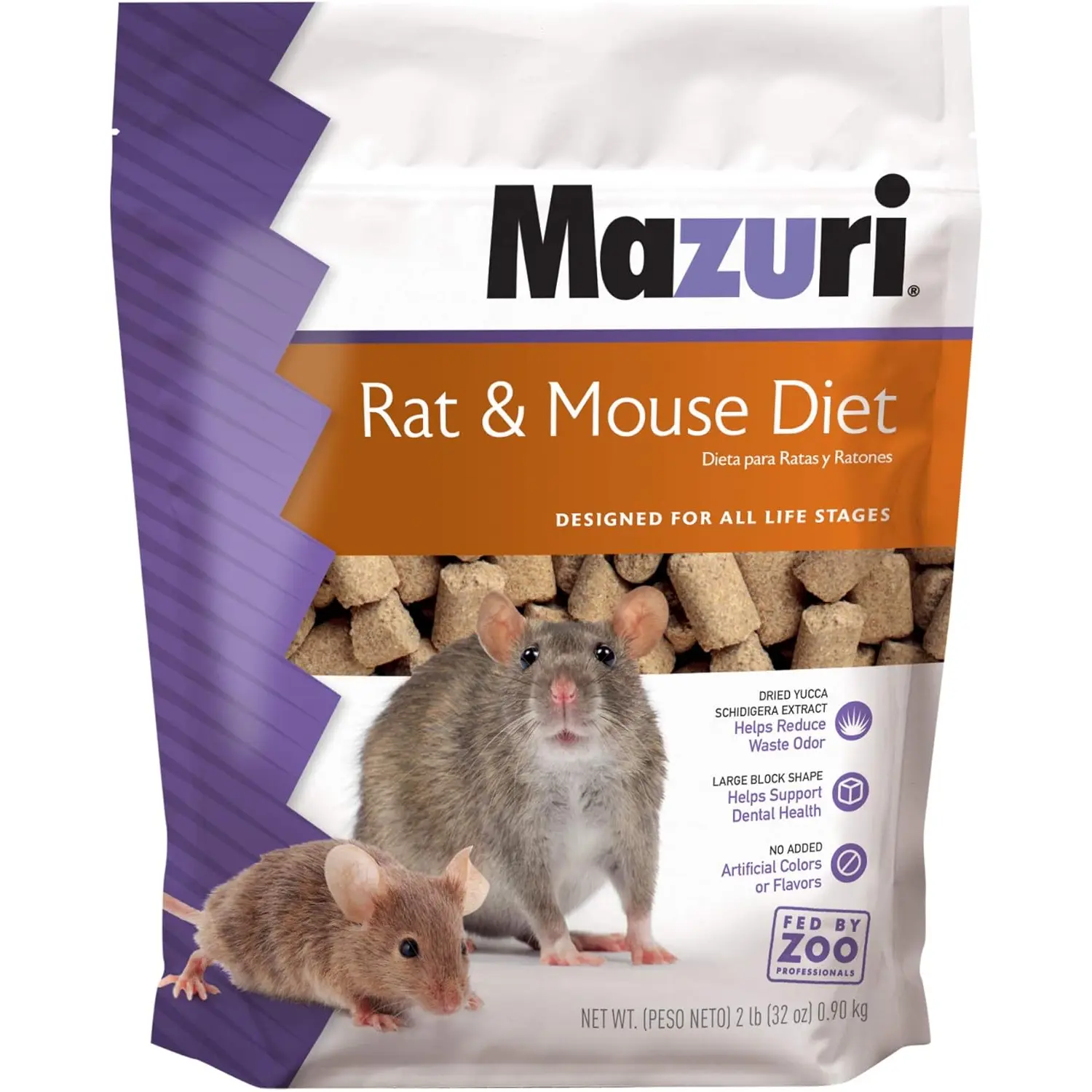 Mazuri | Pet Rat & Mouse Food | Rodent Pellet Blocks| 2 Pound (2 Lb.) Bag