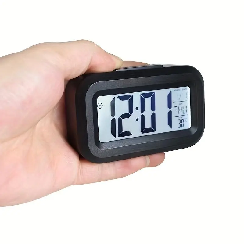 1 piece stylish office check-in alarm clock multi-function clock with luminous temperature calendar timer (without battery)