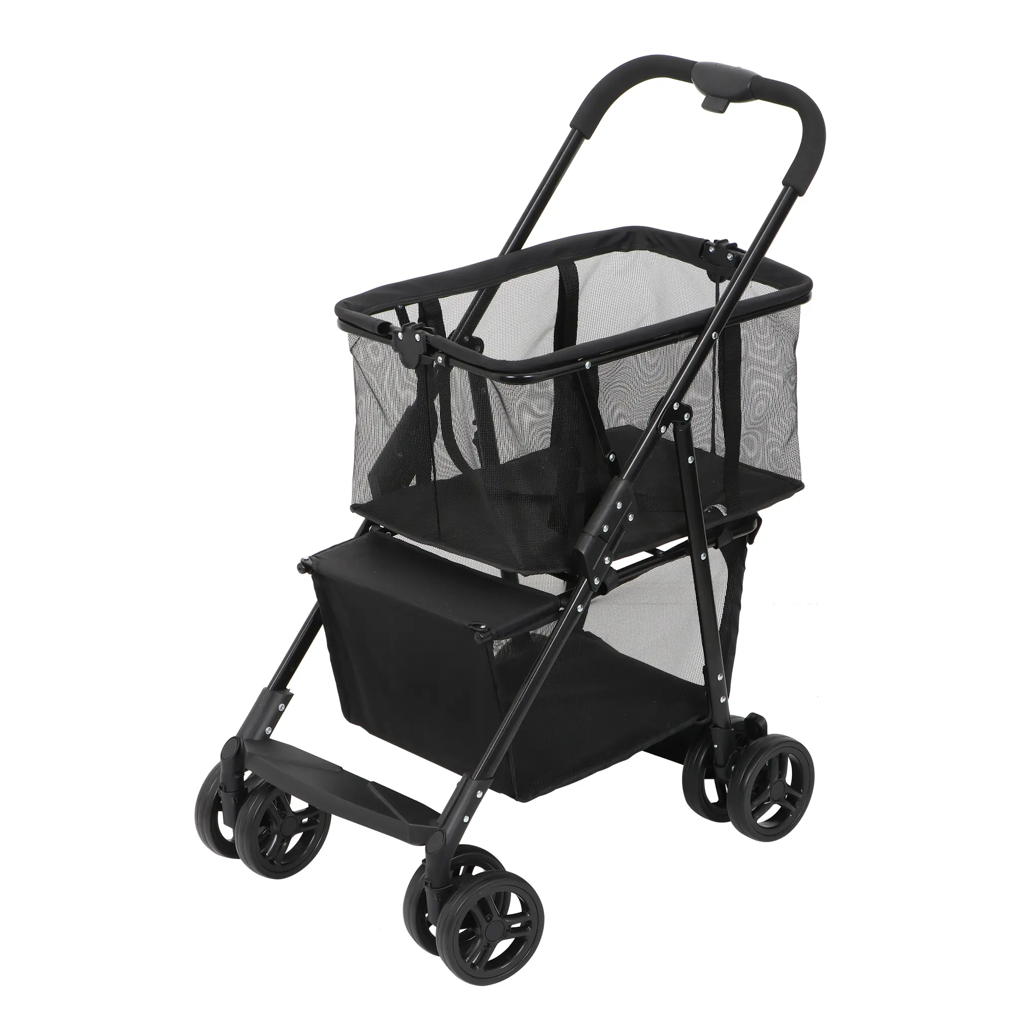 SuperDeal Folding Grocery Shopping Cart with Removable Basket, 360° Swivel Wheels, Brakes - Heavy Duty Collapsible Utility Rolling Cart Organization (16.6 lbs, 29.9x20x39.5 Inches Folded 33.7x20.1 Inches) for Errands, Beach Trips