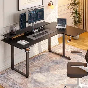 ONBRILL L Shaped Standing Desk, 71x43'' Electric L Stand Up Desk with 2 Adjustable Monitor Shelves, Dual Motor and Memory Controller, Adjustable Height from 28-46'' for Home and Computer Workstation