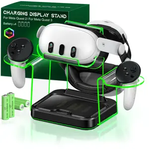 Charging Dock Station for Quest 3 / 3S / 2 with 4 Rechargeable Controller Batteries Charging Station for Meta 3 / 3s VR Headset Stand Accessories USB C Cable (S-Charging Dock)