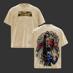 Invincible Thragg vs Mark Grayson Graphic Tee | Vintage Washed Oversized Heavyweight T Shirt | Dark Superhero Comic Streetwear Shirt | Blood Fight Large Back Print Tee | Heavy Cotton Unisex | Gym Pump Cover Gamer Outfit | Gift For Invincible Fans