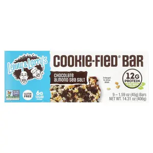 Lenny & Larry's Cookie-Fied® Bar, Chocolate Almond Sea Salt, 9 Bars, 1.59 oz (45 g) Each
