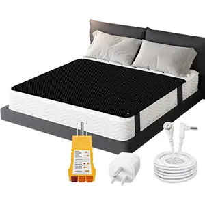 Grounding Mat for Bed, Carbon Fiber PU Grounding Mattress Pad 54"x78" with Outlet Tester,Adapter,Cord