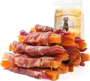 Duck Double Purple Sweet Potato Wraps Dog Treats, Healthy Low Fat Dog Jerky High Protein Dog Training Treats Dog Snacks Chewy for Small Medium Large Dog 12-15 Counts
