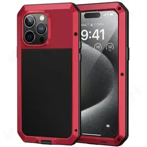 For iPhone17 16 15 14 13 12 11 Pro Max X XR  Plus Aluminum Metal Tank Case Heavy Duty Shockproof Rugged Armor Cover Screen Film