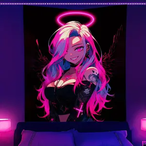 Anime Tapestry Pink Angel Design Wall Hanging for Bedroom Living Room or Party Decor Vibrant Artwork Perfect Gift for Home Decor Enthusiasts Multiple  Kawaii Room Decor 60*40in Decoration