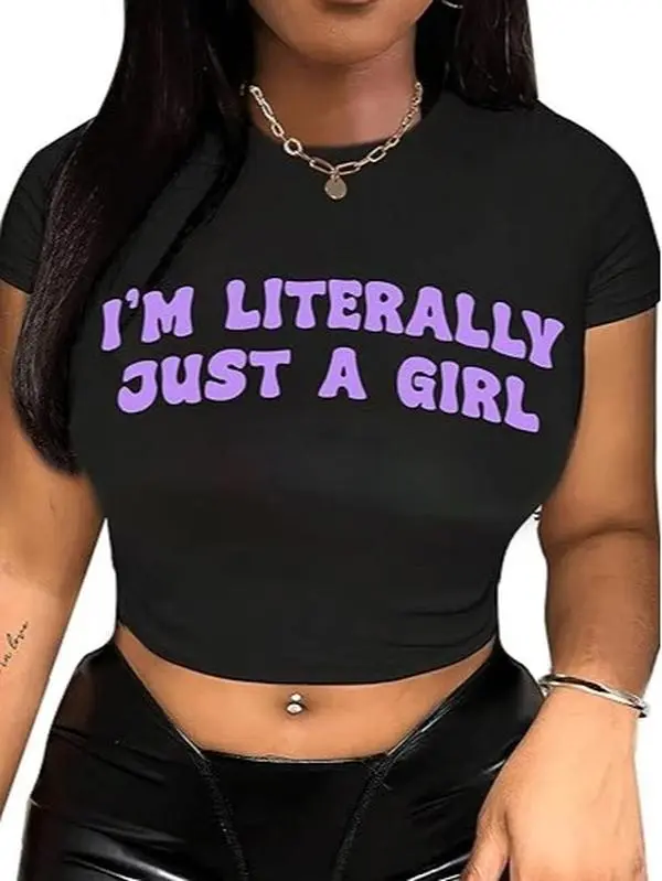 I'm Literally Just A Girl purple Crop Top I'm Literally Just A Girl purple Crop Top