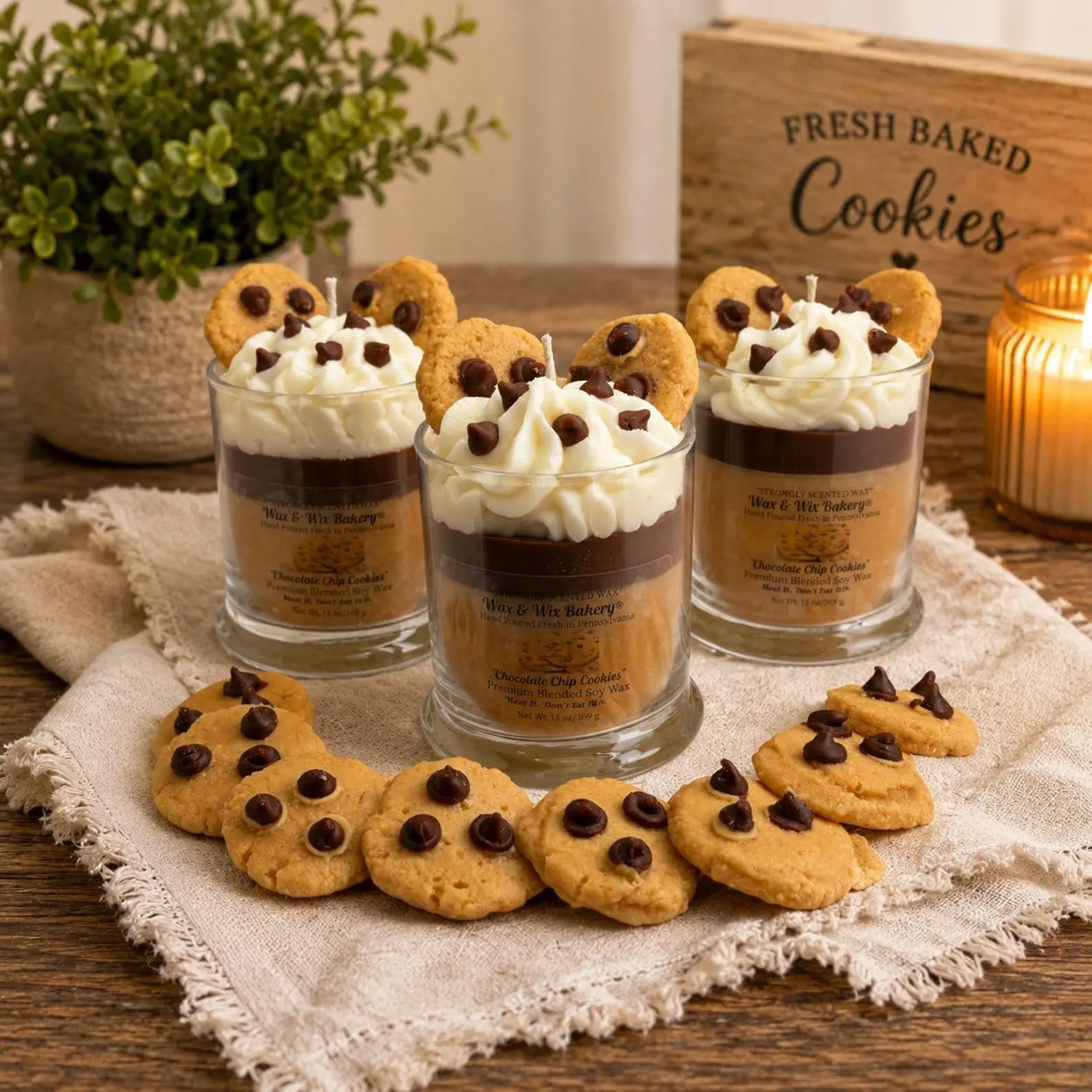 Chocolate Chip Cookie Candle. Large 13 oz. Soy Candle/Strongly Scented Candle/Dessert Candle/Bakery Candle. Strongly Scented Candle.