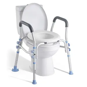 VEVOR Raised Toilet Seat with Arms, 400 lbs Load Capacity, Adjustable Height and Width, Commode Cushion Padded Elevated Toilet Seat Riser with Handles for Seniors, Elderly, Handicap, Disabled, AdultsVEVOR Super Brand Day