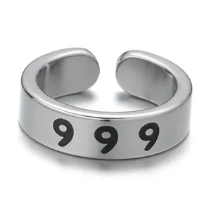 OIDEA Engraved Phrase Angel Number Ring, Stainless Steel Lucky 111/222/333/444/555/666/777/888/999, Custom Adjustable Anniversary Promise Gift Band, Engraved Phrase Rings