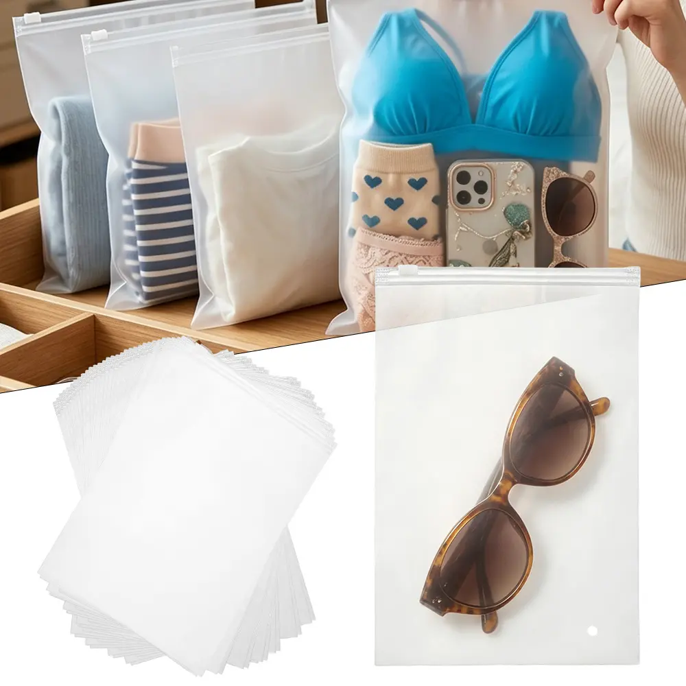 50 piece Resealable Plastic Bags Swimsuit Organizer Bags Frosted Zipper Bags Bikini Bags for Bikini, Swimwear, Bathing Suit