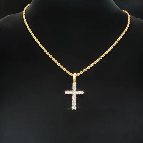 Zirconia Cross Jewellery Pendant Necklace for Men & Women (1 Piece), Cross Design Necklace, Fashion Jewelry for Party, Everyday Accessories, Trendy All-match & Exquisite Jewelry for Birthday Gift