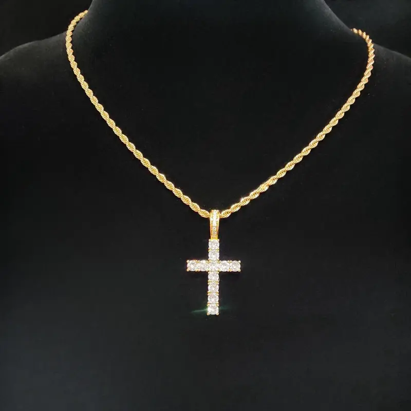 Zirconia Cross Jewellery Pendant Necklace for Men & Women (1 Piece), Cross Design Necklace, Fashion Jewelry for Party, Everyday Accessories, Trendy All-match & Exquisite Jewelry for Birthday Gift