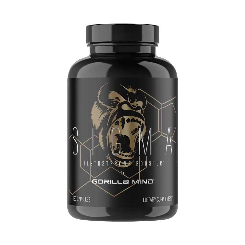 Gorilla Mind Sigma Premium Dietary Testosterone Booster - Adult Gym & Fitness Selfcare Supplement with Ashwagandha, Tongkat Ali, Fadogia Agrestis Extract - 120 Capsules (60 Servings)