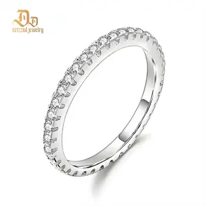 Delzzad 18K Gold-Plated Eternity Ring Band Lab-Created Moissanite Wedding Ring S925 Sterling Silver/Copper Moissanite Jewelry Perfect Christmas Gift
