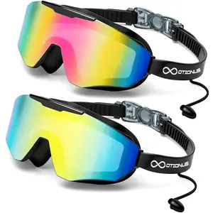 Otionus 2 Pack Swim Goggles Adult, Frameless Wide View Swimming Goggles for Men Women, Anti-Fog UV Protection No Leak Pool Goggles with Attached Earplugs#mothersdaygiftideas #Summervibes