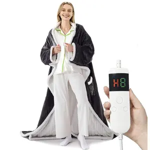 SORABOLPiece Heated Blanket Wearable Electric Blanket with Sleeves and Foot Pockets 10 Heat Settings 8-Hour Auto Shut-Off All-Season Bed Cover Machine Washable Plug Ideal Gift for Students and Elderly