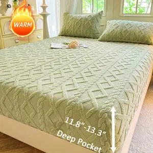 King Queen Size Duvet Cover Set, Soft Plush Fabric, Deep Pocket High 11.81-13.3 Inches, No Print, Christmas Gift