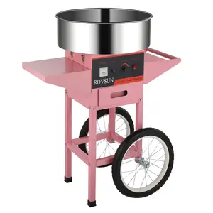 ROVSUN 21 Inch Cotton Candy Machine Cart, Electric Cotton Candy Maker Candy Floss Machine w/Cover, Stainless Steel Bowl, Sugar Scoop and Large Storage Drawer for Commercial Home Party Carnival