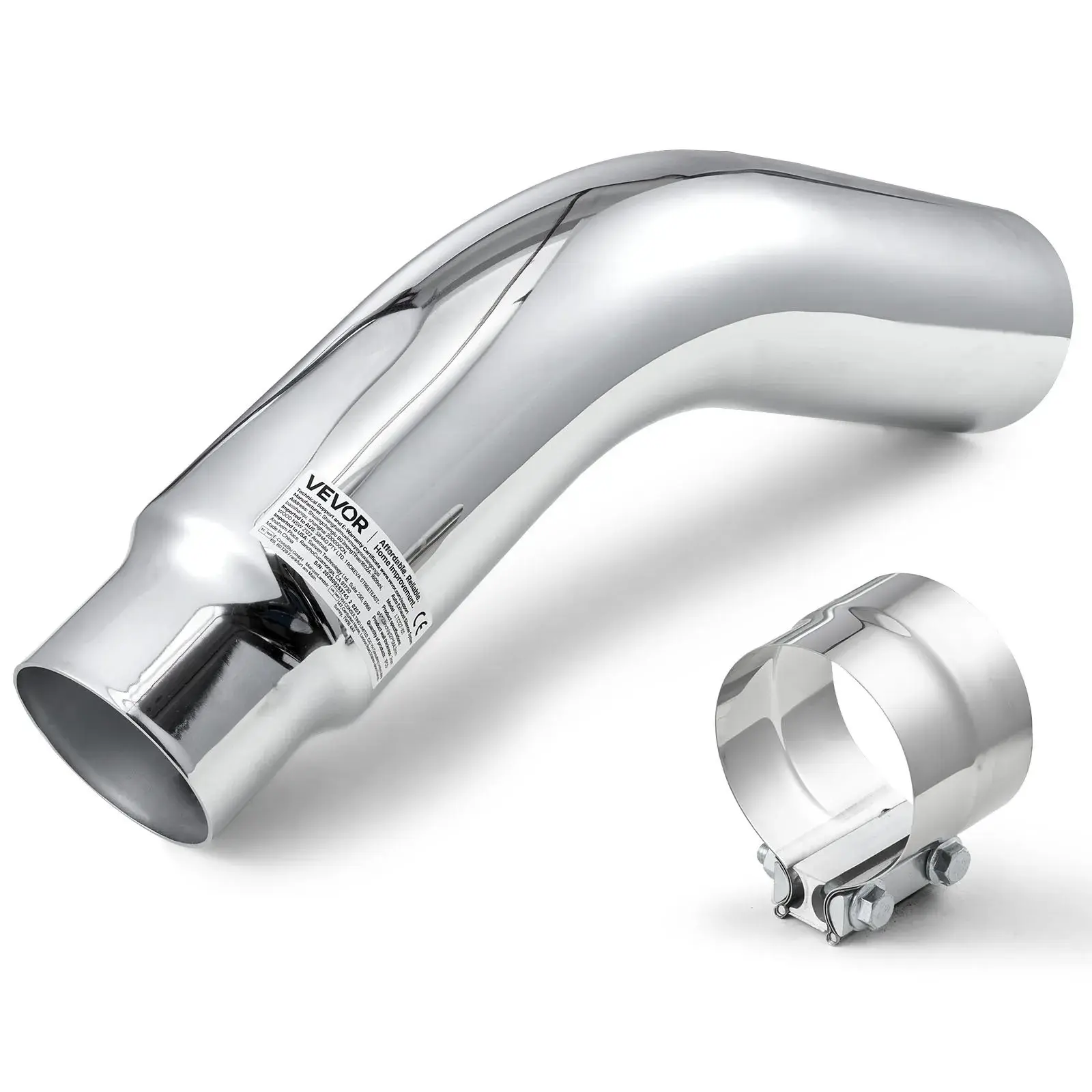 【ToolUpgrade】Premium Chrome Metal Elbow Tube with Clamp, Multi-Size, In-Compatibility Heavy-Duty Hand Tool for Pipe Connections