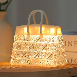 Crystal Transparent Handbag Night Light, Creative Desktop Decoration Gift, Eco-Friendly Ps Material, Battery Powered, Perfect for Girls' Bedroom Nightlight