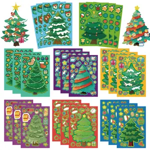 Christmas Tree Theme Sticker Set, 8-Piece Christmas Themed DIY Scrapbooking Craft Kit for Kids, Perfect Gift & Party Favor Supplies, Stickers Kit