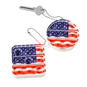 2 1/2" Patriotic Lotsa Pops Pop Fidget Toy Keychains – 12 Pc.