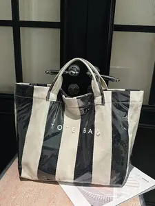Elegant Fashion Striped Women's Shoulder Tote Bag, Modern Urban Style, Fashionable Patterned Bag, Perfect for Shopping, Dating, Commuting, Business Travel, Casual Shoulder Bag