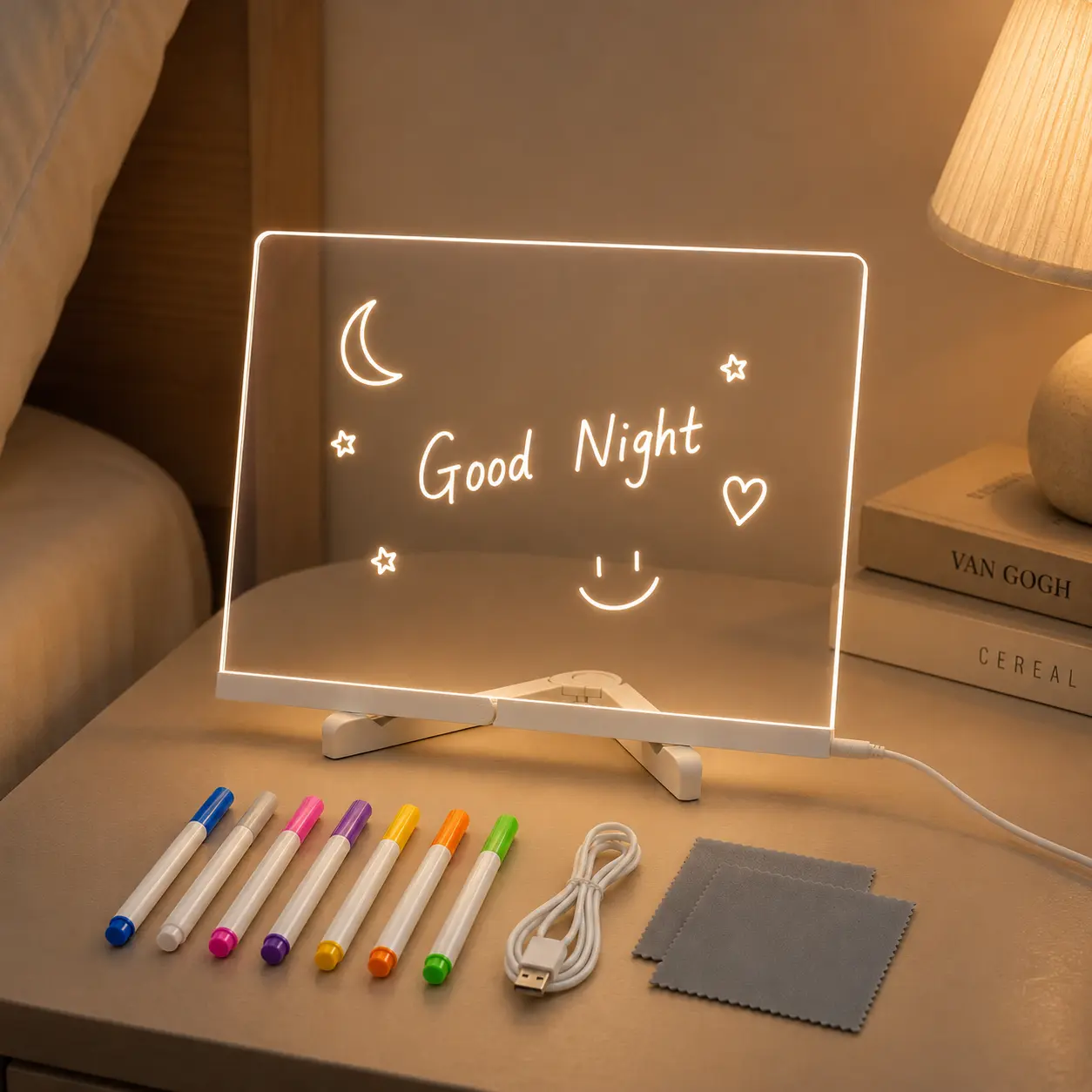 Glowing Acrylic Writing Board: LED Memo Board for Home & Office – Brighten Up Your Space While Jotting Down Reminders, Quotes, or Daily Plans (Reusable & Stylish!)