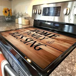 1 pc Flat Wooden Decorative Rubber Pad for Stove Protection, Featuring an Anti-Slip And Heat-Resistant Synthetic Cover Suitable for Electric Glass Stoves. It Is Scratch-Resistant And Serves Multiple Purposes, Including Use As a Flat Top Oven Cover,