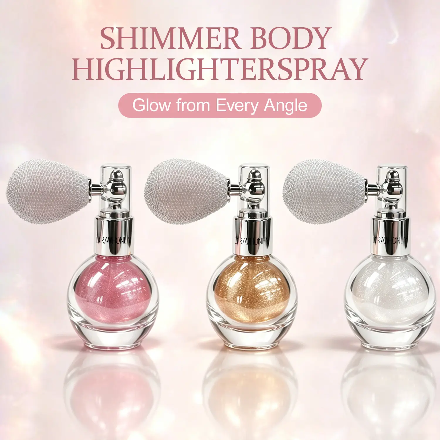 Multi-Use Shimmer Highlighter Mist Spray for Face, Body & Hair, Lightweight Cosmetic for Instant Radiance and a Daily Glow, Illuminating Iridescent Glitter
