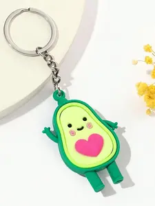 Cartoon Avocado Keychain Car Key Holder, Cute Couple Bag Charm, Woven Rope Gift, Small Push Cart Accessory, Fun and Adorable