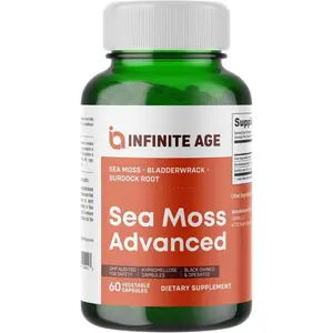 Infinite Age Sea Moss Advanced - Irish Moss with Bladderwrack & Burdock Root - 60 Capsules | Sea Moss Advanced Superfood, High-Potency, Vegan 60 Count