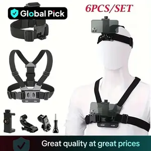 Action Camera Strap Set with Phone Clip, Durable Material Fixing Mount for Gopro/Smartphone/Osmo Action, Universal Compatibility Sports Camera Accessories, Adventure Sports