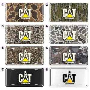 CAT Caterpillar Camo License Plate, 12 x 6 Aluminum Vanity Tag for US Vehicles, Old School Bottomland, Gray Duck, Marsh Grass Style, Car Tag, Auto Tag