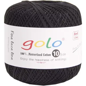 Crochet Thread Size 10 for Black Cotton Crochet Yarn for Crocheting Black 901