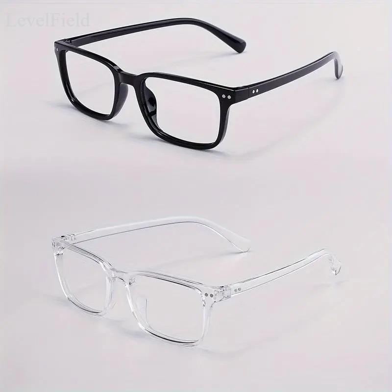 LevelField 2-Pack Blue Light Blocking Glasses for Men Women Rectangular Frame Computer Glasses Lightweight Full Rim Clear Lens Anti Eye Strain Eyewear for Work Office Gaming Study Daily Use