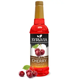 Syruvia Cherry Syrup - 25.4 fl oz. Premium Flavoring Syrup for Tea, Italian Sodas, Beverages, Desserts, Cocktails & Mocktails. Kosher and Gluten-Free.