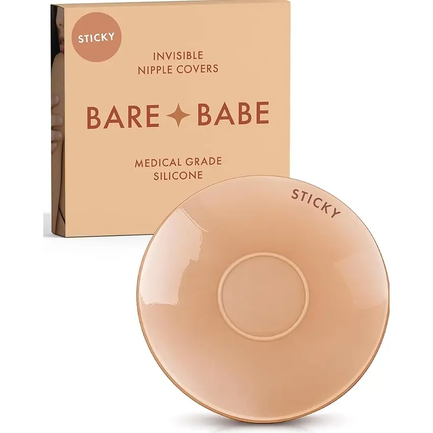 Bare Babe Sensitive Adhesive Nipple Covers | Reusable Medical-Grade Silicone Covers for Sensitive Skin | Seamless Matte Finish | 5 Shades, 2 Sizes