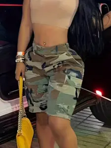 Women's New Fashion Camouflage Print Shorts, Stylish and Unique Design Summer Bottoms