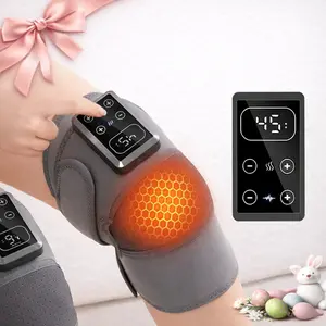 Cordless Heated Knee Massager with Vibration, Five Heat Levels, USB Rechargeable, Includes Knee Strap Combo