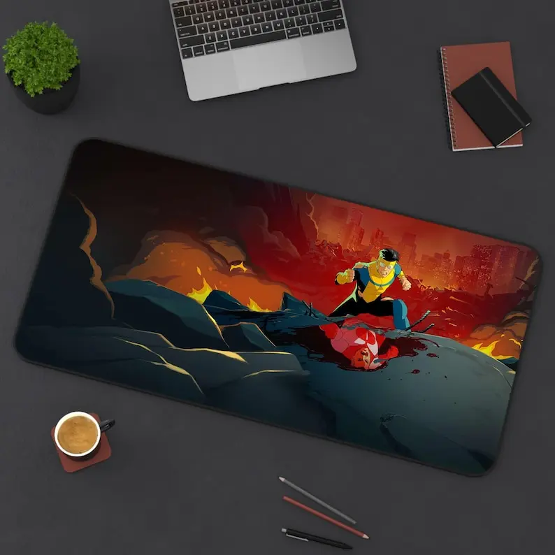Invincible, Aesthetic Desk Pad, Gaming Mousepad XL, Art Nouveau Inspired Desk Mat, Mouse Pad, Perfect Gift for Gamers Fans, Gaming Mousepad, Gift For Him