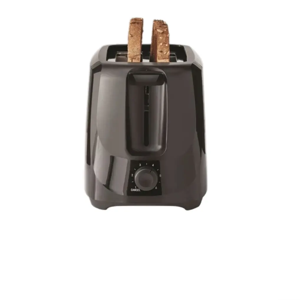 Mainstays 2-Slice Toaster Black with 6 Shade Settings and Removable Crumb Tray, New