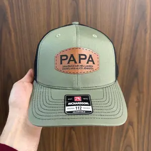 Personalized Papa Leather Patch Hat, Dad Birthday Gift, Leather Patch Hat, New Dad Present, Dad Hat, Papa Cap, Custom Hat, Gift for Grandpa