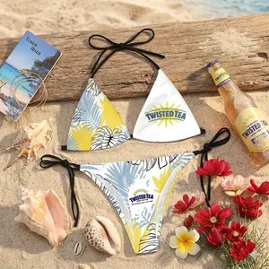 Twisted Tea Casual Hawaiian Print Red Bikini