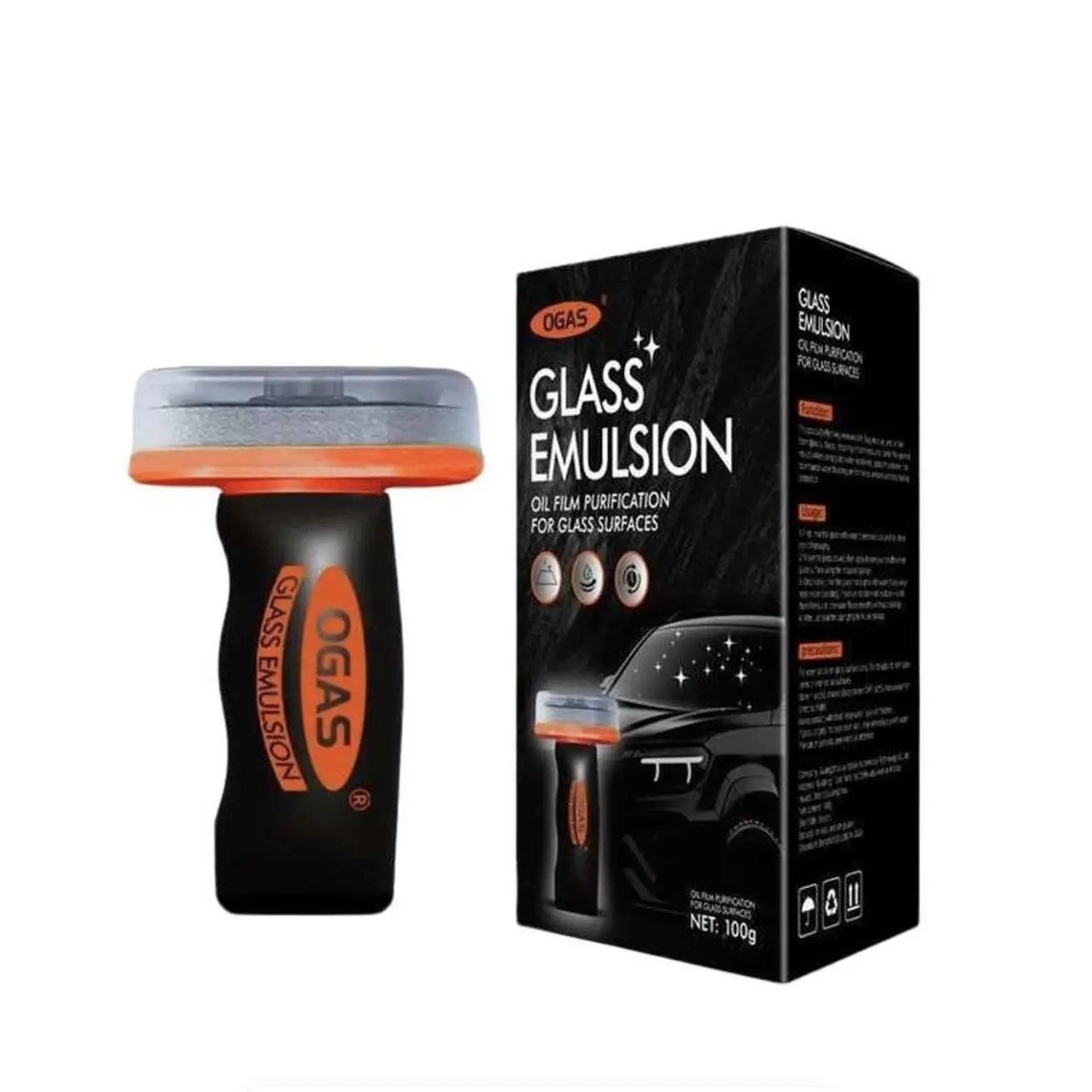 Glass Oil Film Remover, Car Windshield Cleaning Emulsion with Applicator Tool, Coating Cleaning Paste, Auto Detailing Glass Care Supplies, Automotive Detailing Products