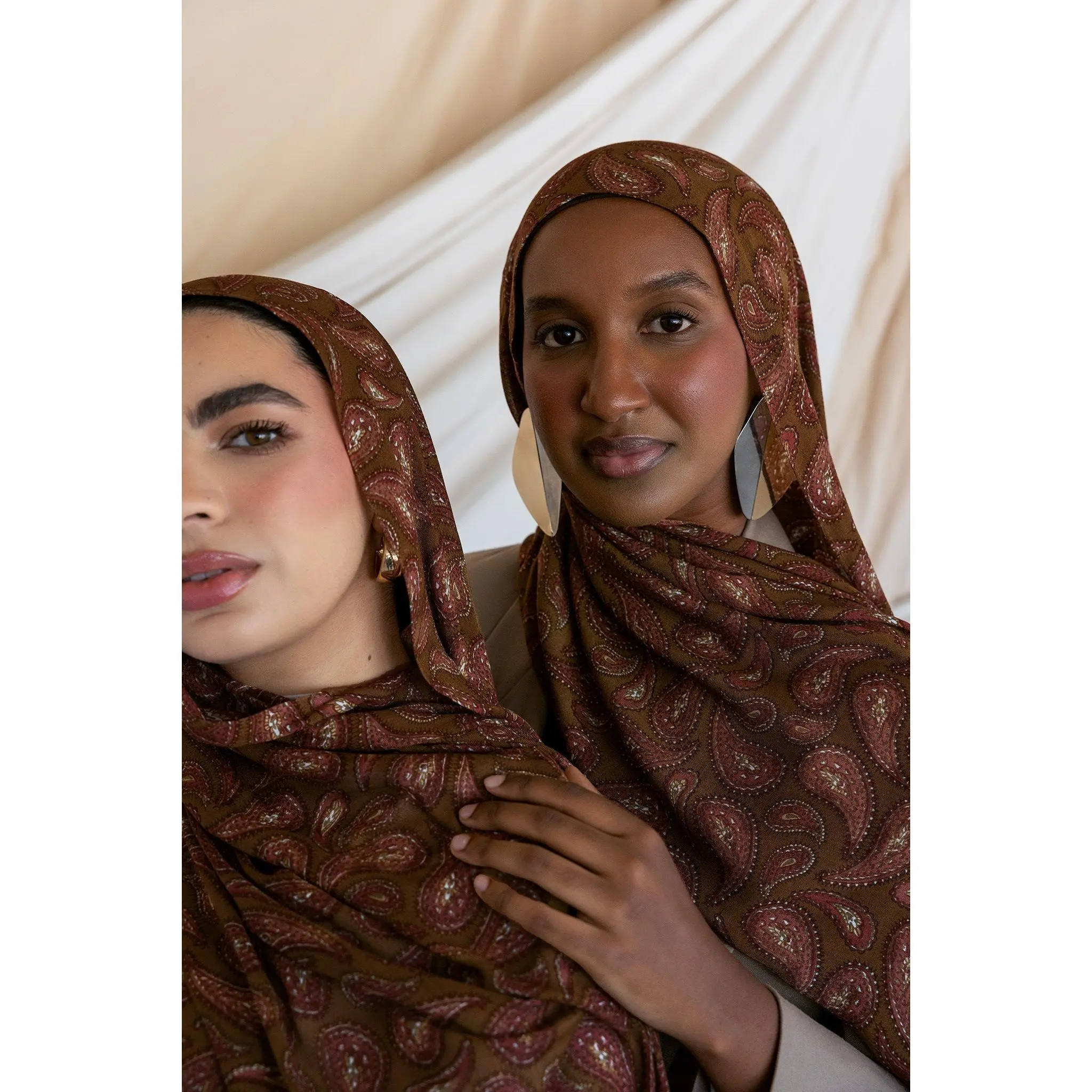VELA Artful Paisley Modal Hijab - Muslim Women's Casual Square Hijab with Cultural Boteh, Floral Prints, Lightweight Modest Modal Fabric Head Wrap, Hand Wash Only