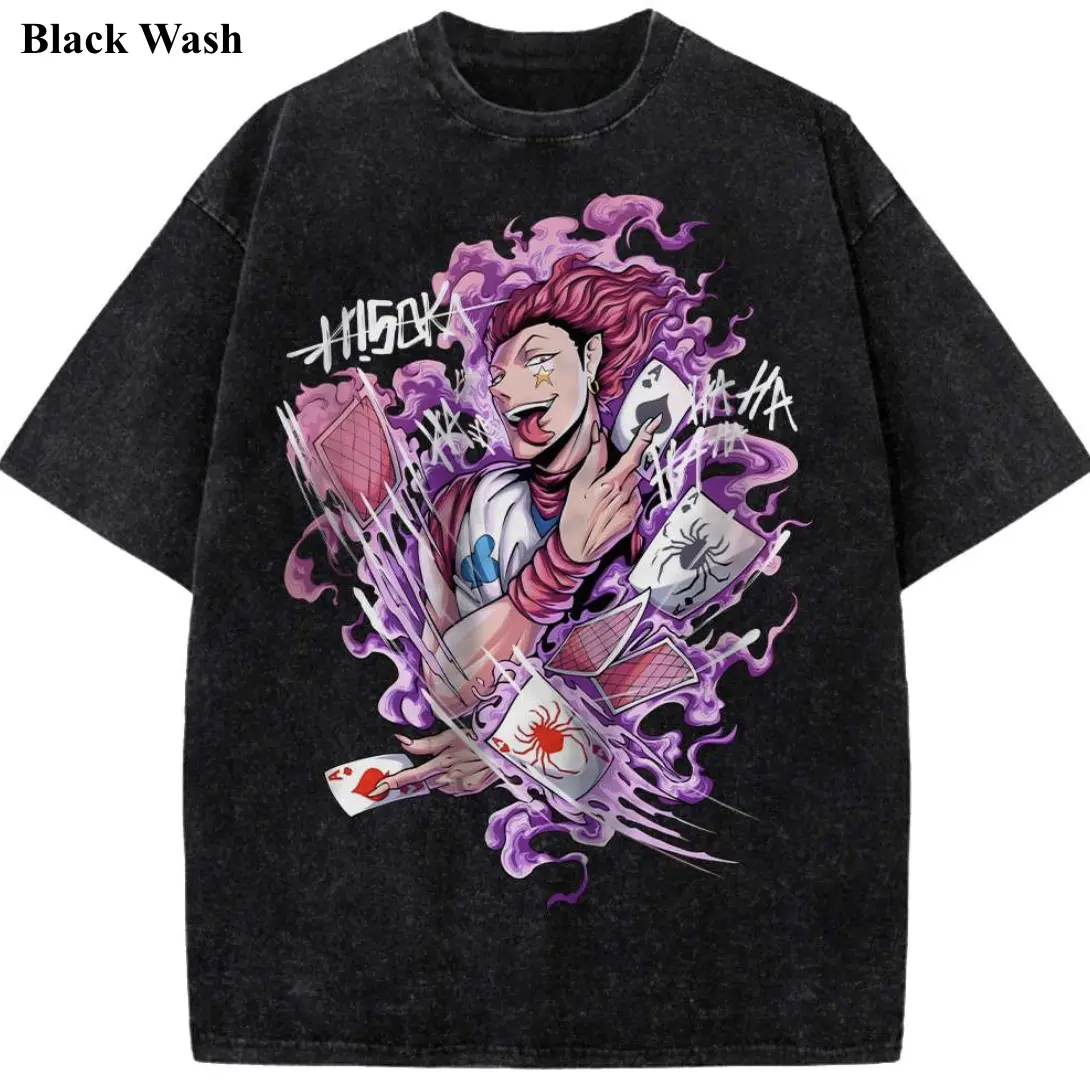 Vintage Hisoka Wash Tee, Hunter x Hunter Graphic Tees, HxH Tshirt, Men's Women's T-shirt, Unisex Anime Shirt, Anime Gift, Gym Workout Shirt, Menswear Womenswear Streetwear Top Fit Oversize