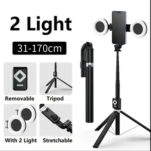 New 6 in 1 Selfie Stick With Fill Light, 67" Phone Tripod & Wireless Remote Page Turner, Bluetooth Camera Video Recording Remote, Music Control, for iPhone iPad,iOS, Android Aluminium Detachable